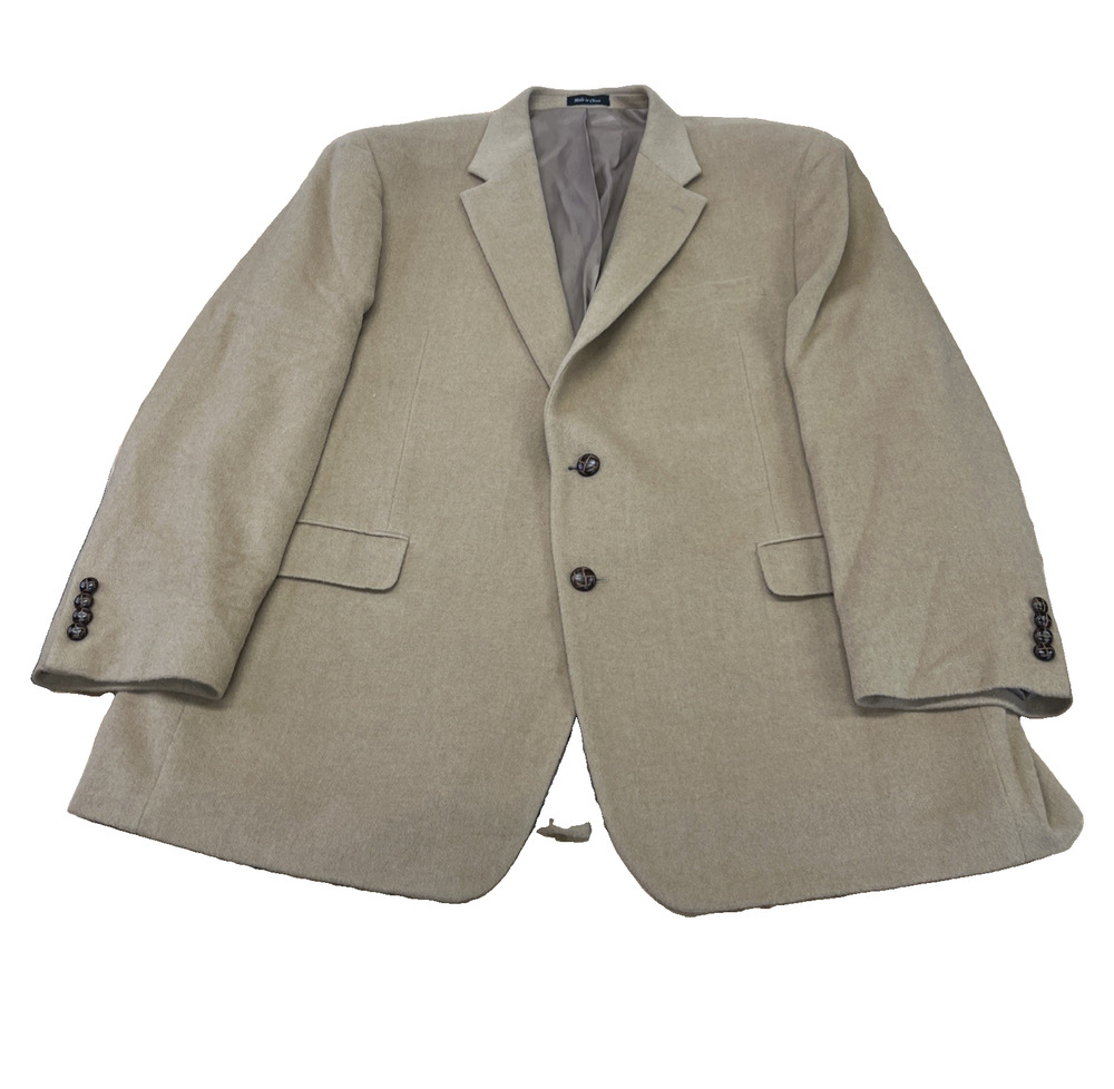 Chaps Blazer Jacket Mens 48L Tan Camel Hair Sport Coat Old Money Academia